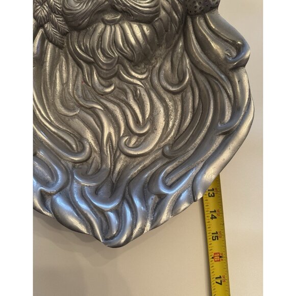 Vintage Large Silver Pewter Santa Claus Serving Bowl Sheridan Import 15 X 11 - Picture 8 of 10